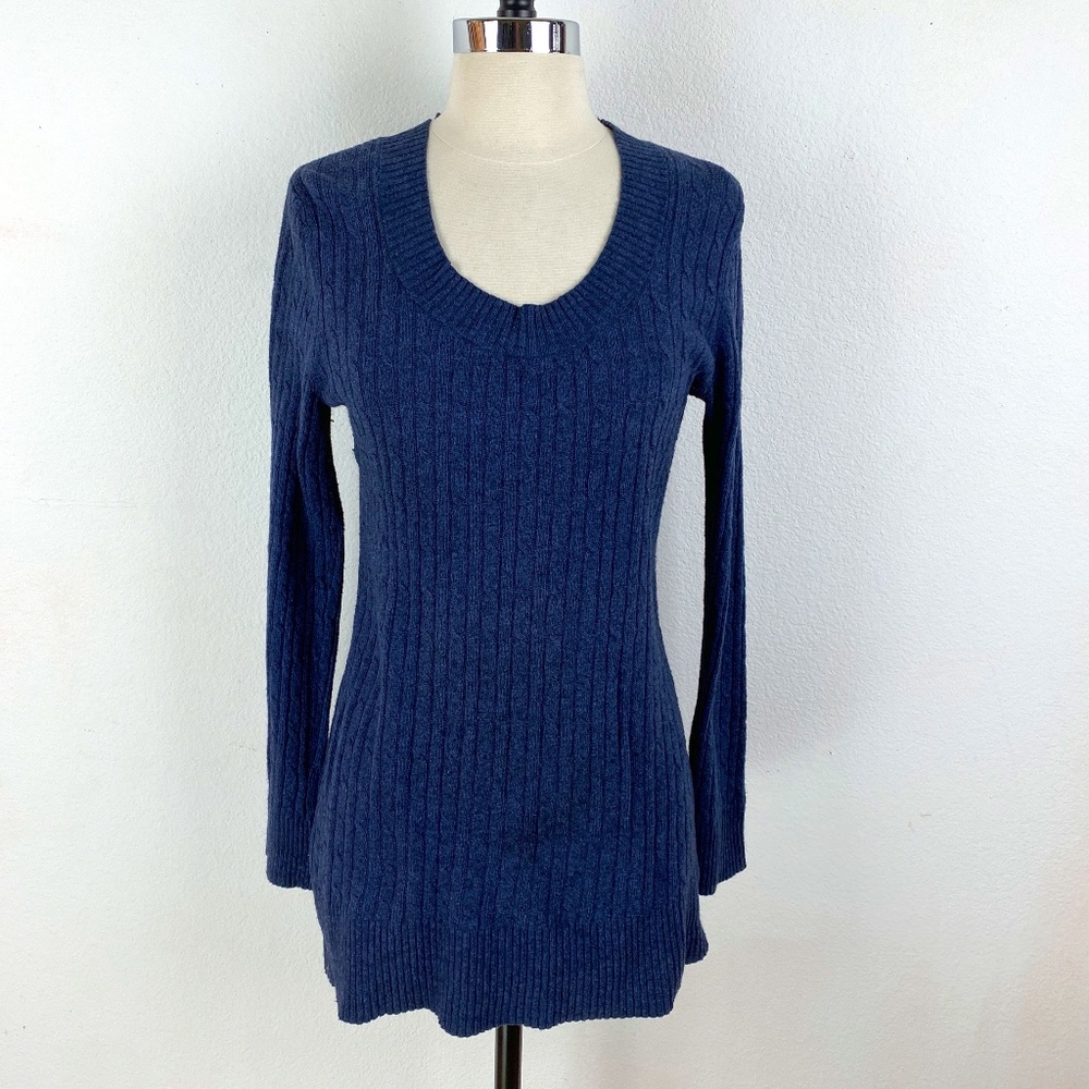 Merona Womens Cotton/Wool/Rabbit Blend Dark Blue Pullover Sweater Long Sleeve M